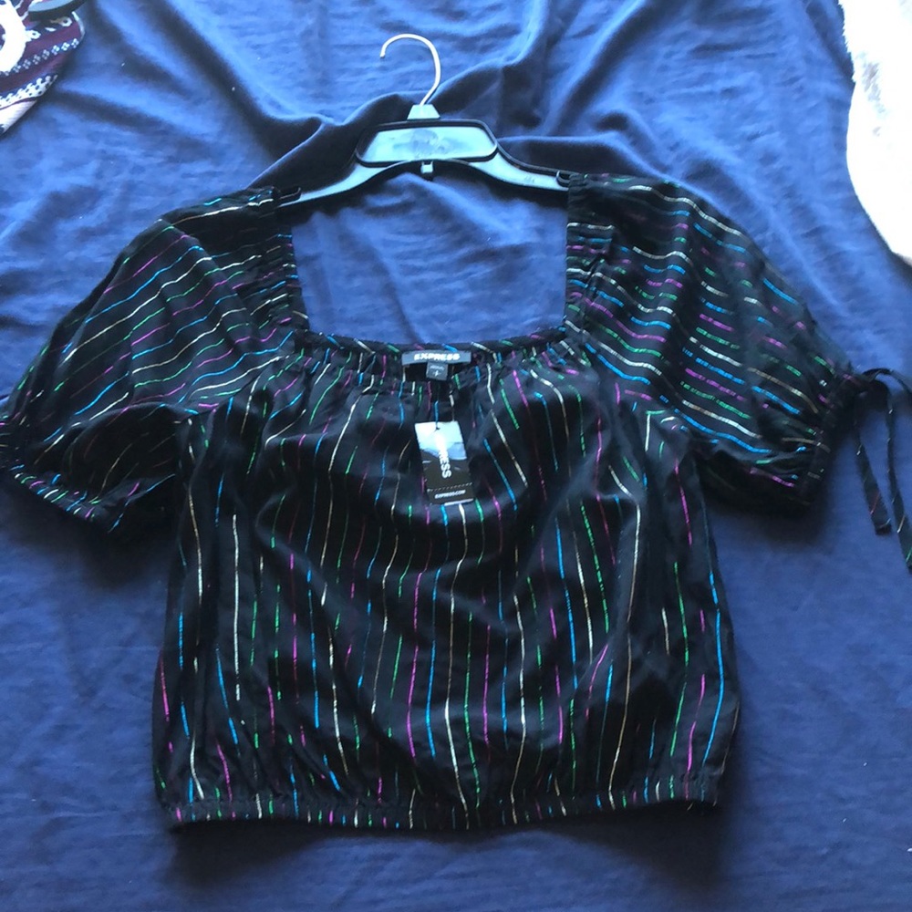Black and Rainbow Crop Top